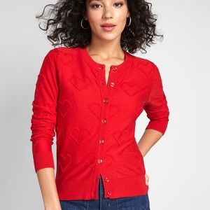 Modcloth red embossed hearts cardigan 4X NEW